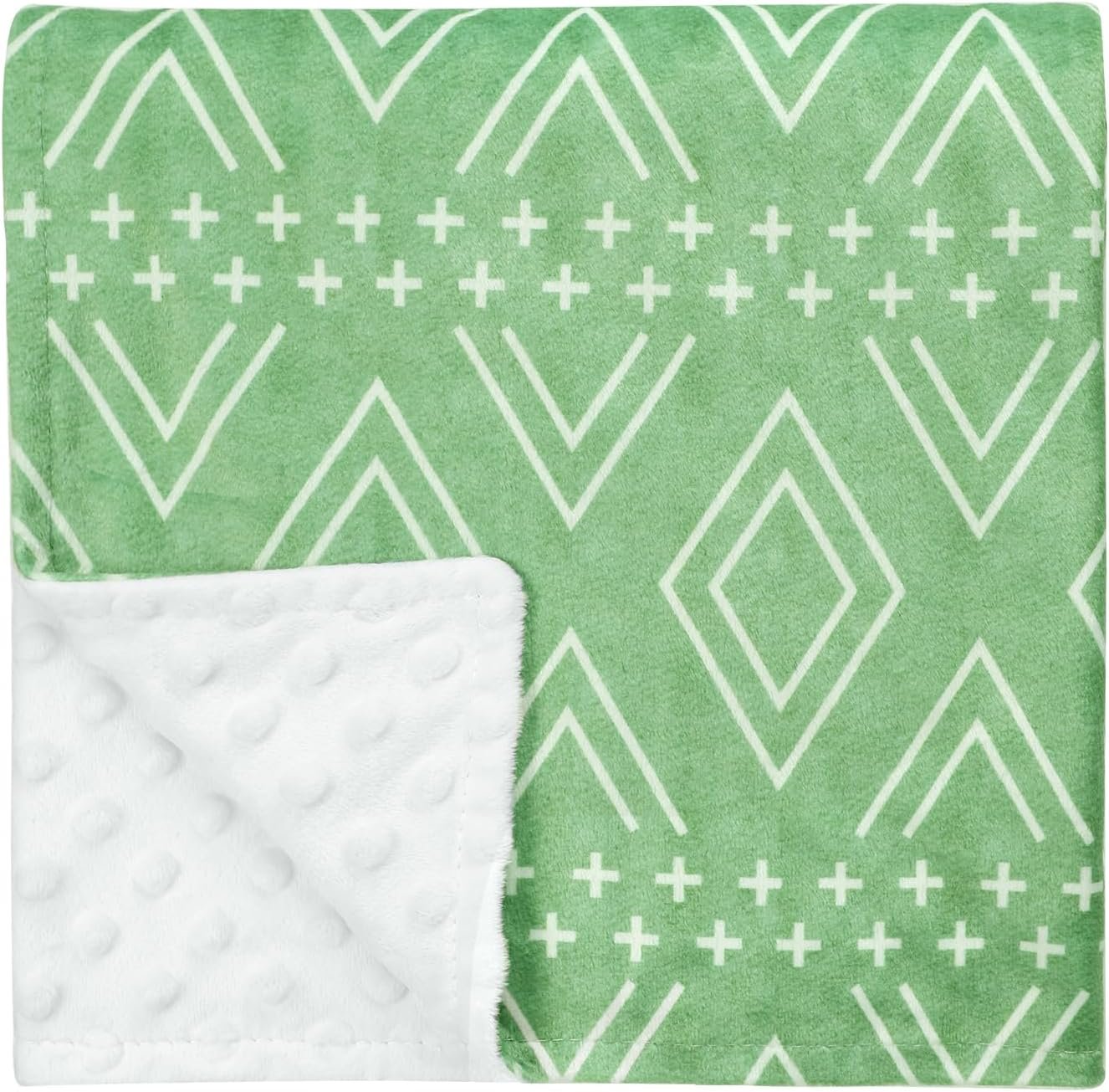 TANOFAR Baby Blankets for Unisex Boys Girls, Ultra Soft Minky Blanket with Double Layer Dotted, Breathable and Lightweight Receiving Blanket for Newborns, 30x40 Inches, Green