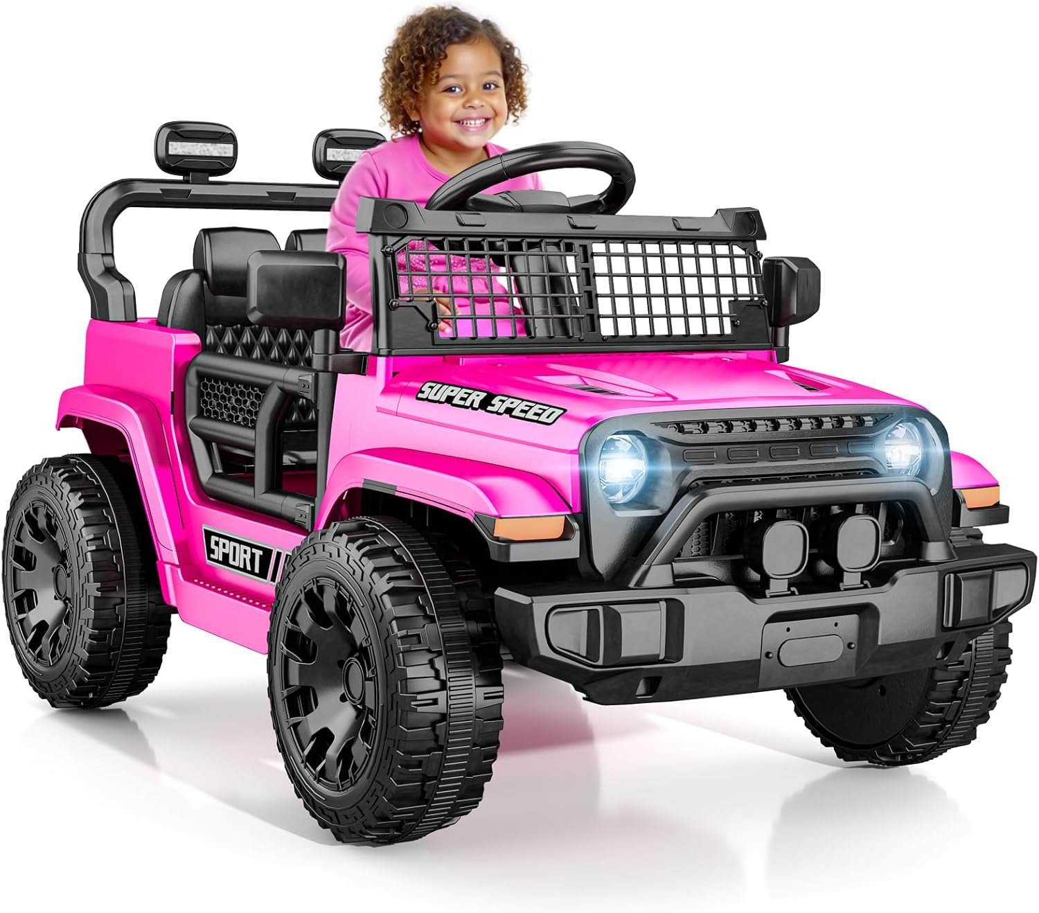 12V Ride on Toys with Parent Remote Control, Toddler Electric Car with Spring Suspension, LED Lights & Music Player - Safe Battery Car for Kids, Easy to Assemble, Pink