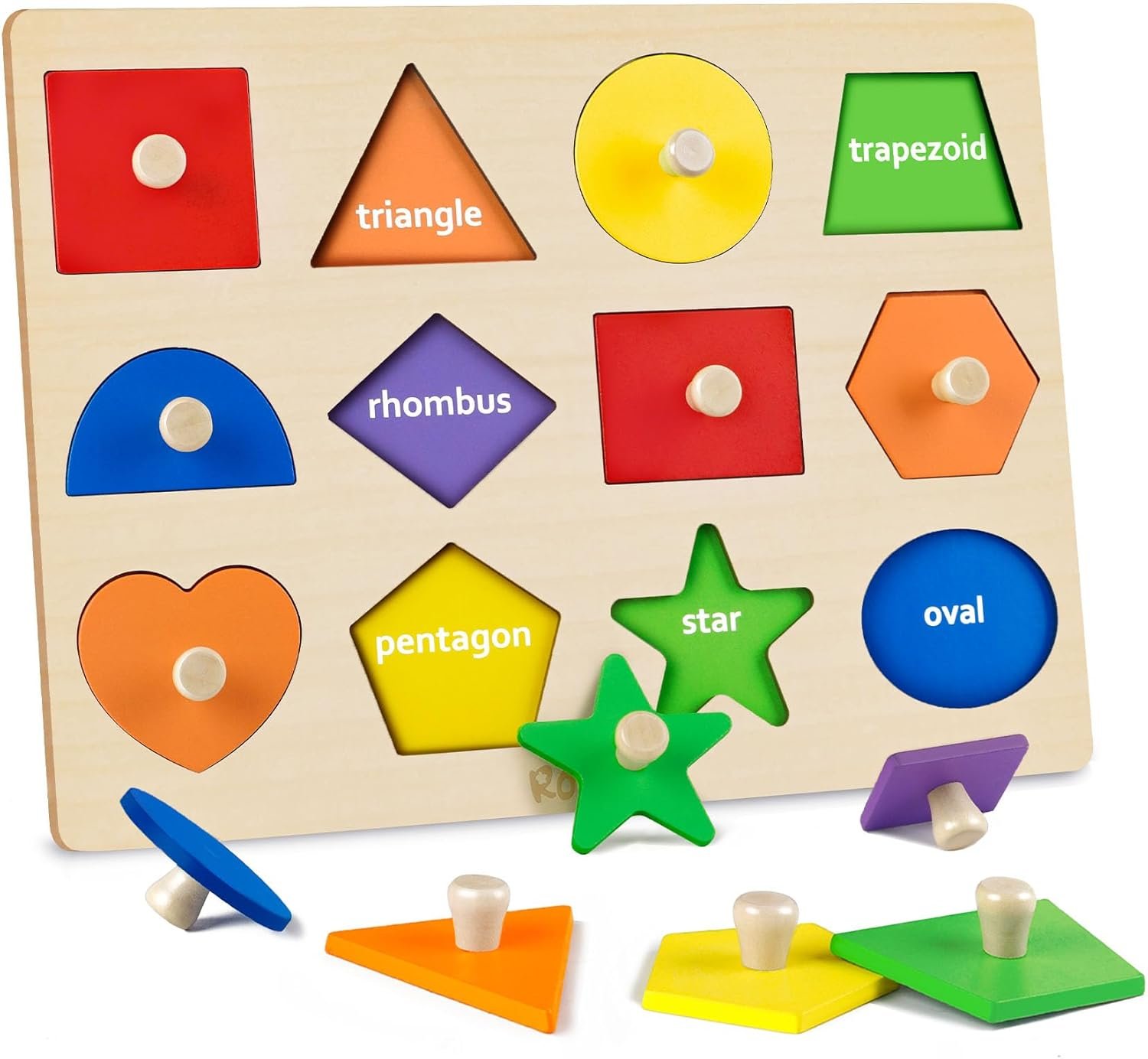 Roberly Shape Wooden Puzzles for Toddlers, Shape Sorter & Color Match Toddlers Puzzles Early Educational Montessori Toys for Girls Boys 36 Months Toys Birthday Gifts Learning Activities