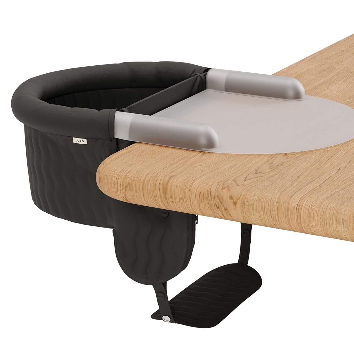 Lalo - The Hook-On Chair with Tray and Footrest - Portable High Chair for Babies and Toddlers up to 37lbs - Compact, Easy-to-Use Design - Fits Tables 0.8'' to 3.5'' Thick - Travel Bag Included