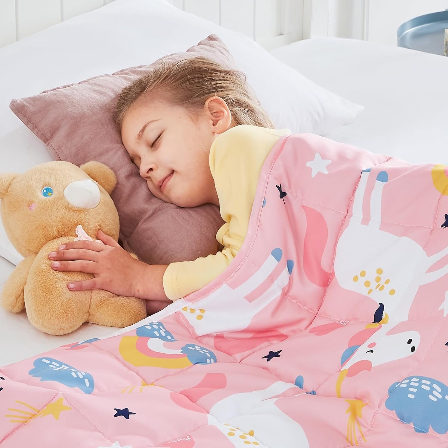 Weighted Blanket - 3 lbs Pink Unicorn Heavy Blanket - Small Size Breathable Lap Blanket(36"x48", 3 lbs)