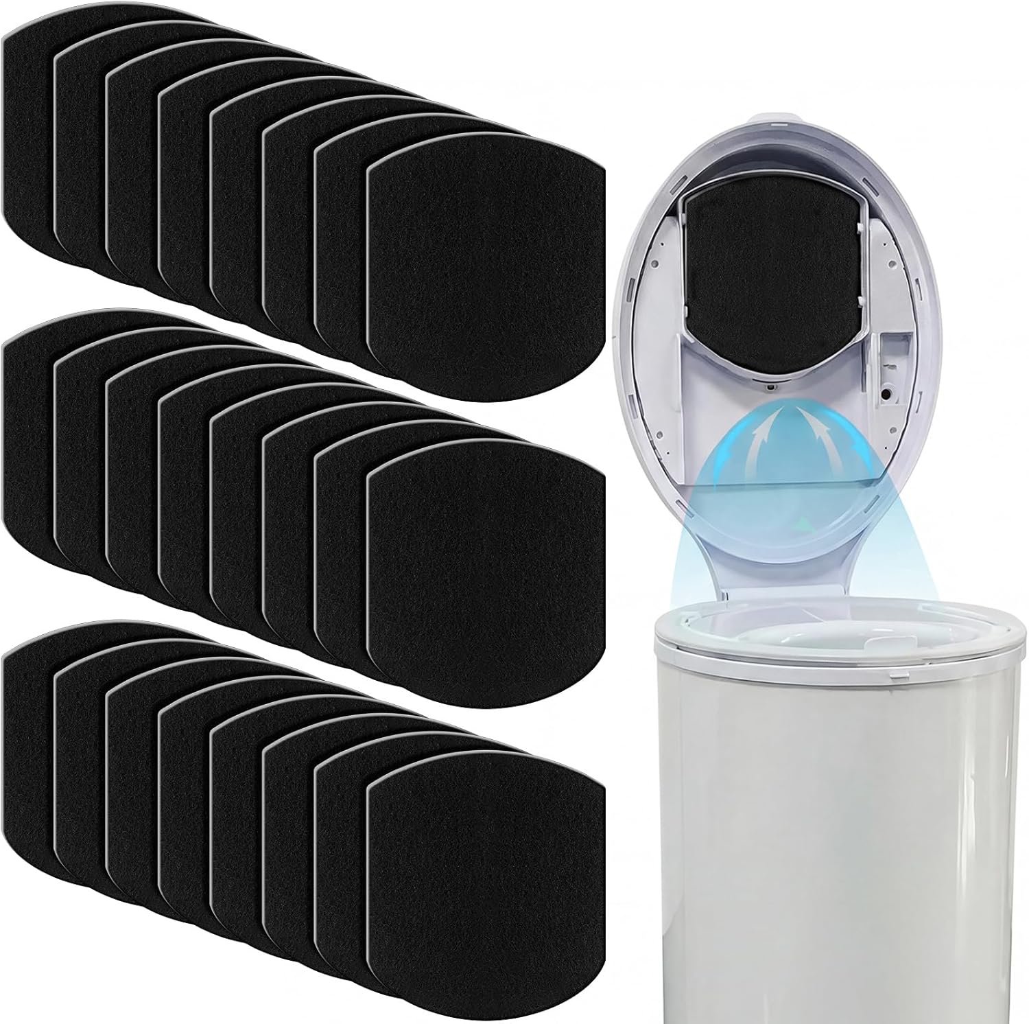 VIHOSE 24 Pcs Baby Diaper Pail Deodorizer Compatible with Ubbi Diaper Pail Activated Charcoal Odor Absorbing Filters Refills for Natural Odor Eliminating No Smell