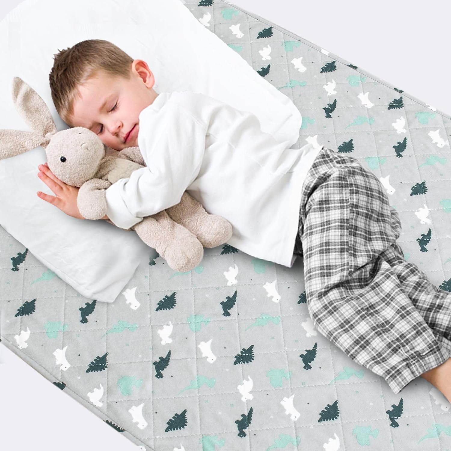 Potty Training Bed Pad - 100% Waterproof, Twin & Toddler Bed Wetting Protection, Reusable, Non Slip, Easy to Change, Washable, Grey