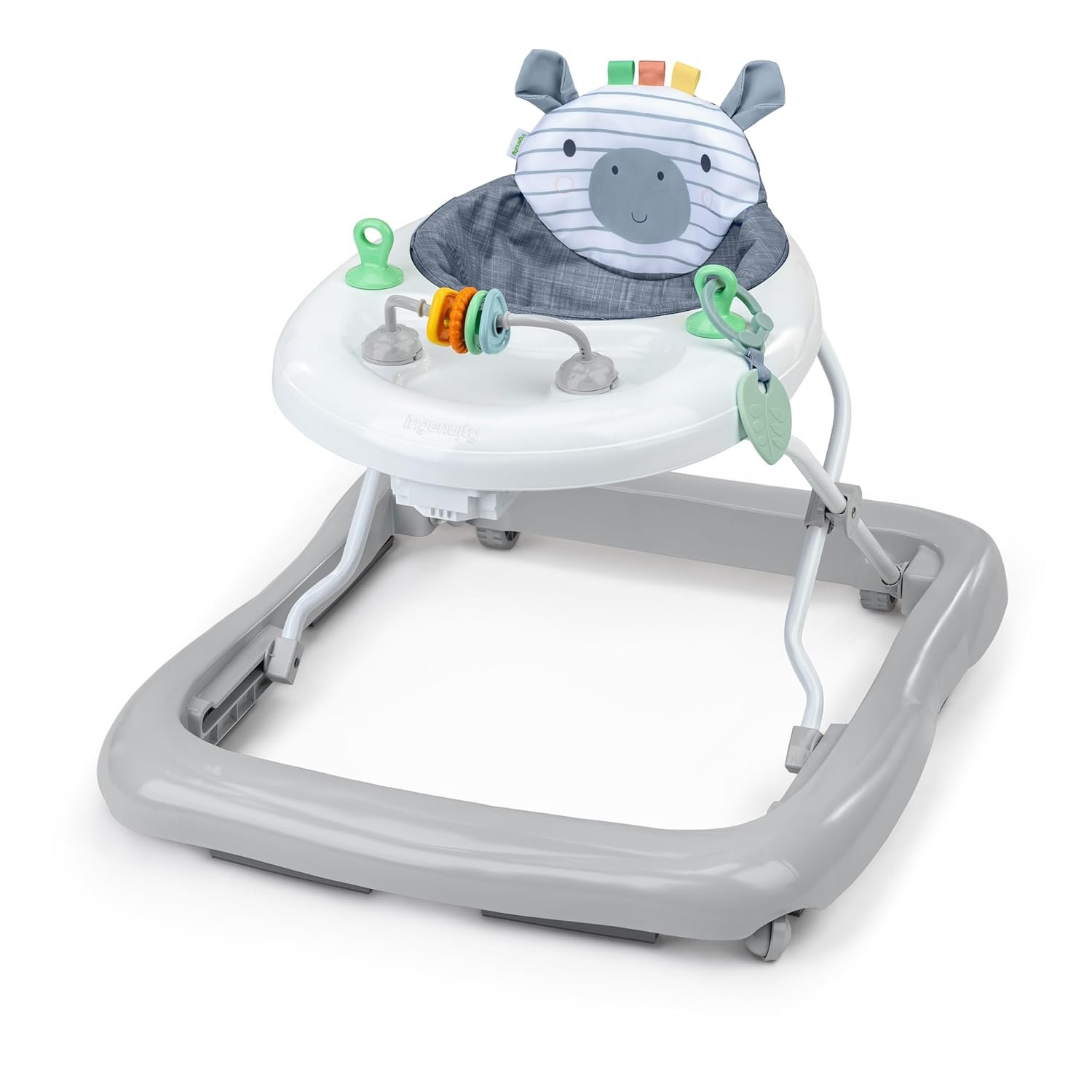 Ingenuity Smooth Strides Activity Baby Walker - Chambray, Developmental Walker, 3 Adjustable Heights, Toys Included, 6M-12M