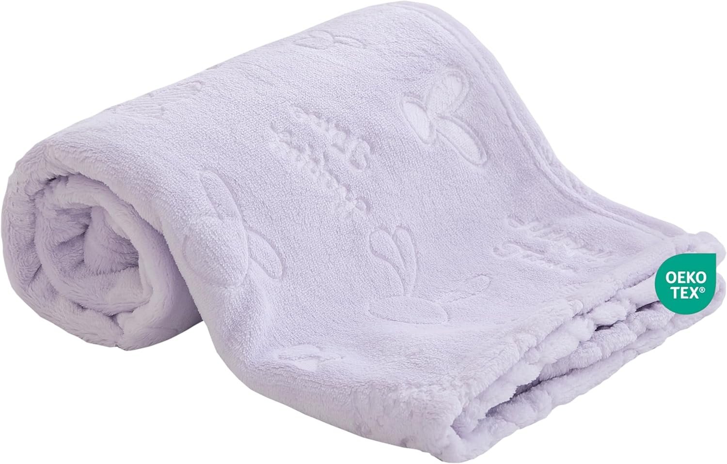 Soft Cozy Fleece Baby Blanket Animal Pattern Fluffy Plush Receiving Blanket for Newborn Infant Toddler, Warm Crib Stroller Blanket for Boys Girls, 30"x40", Purple