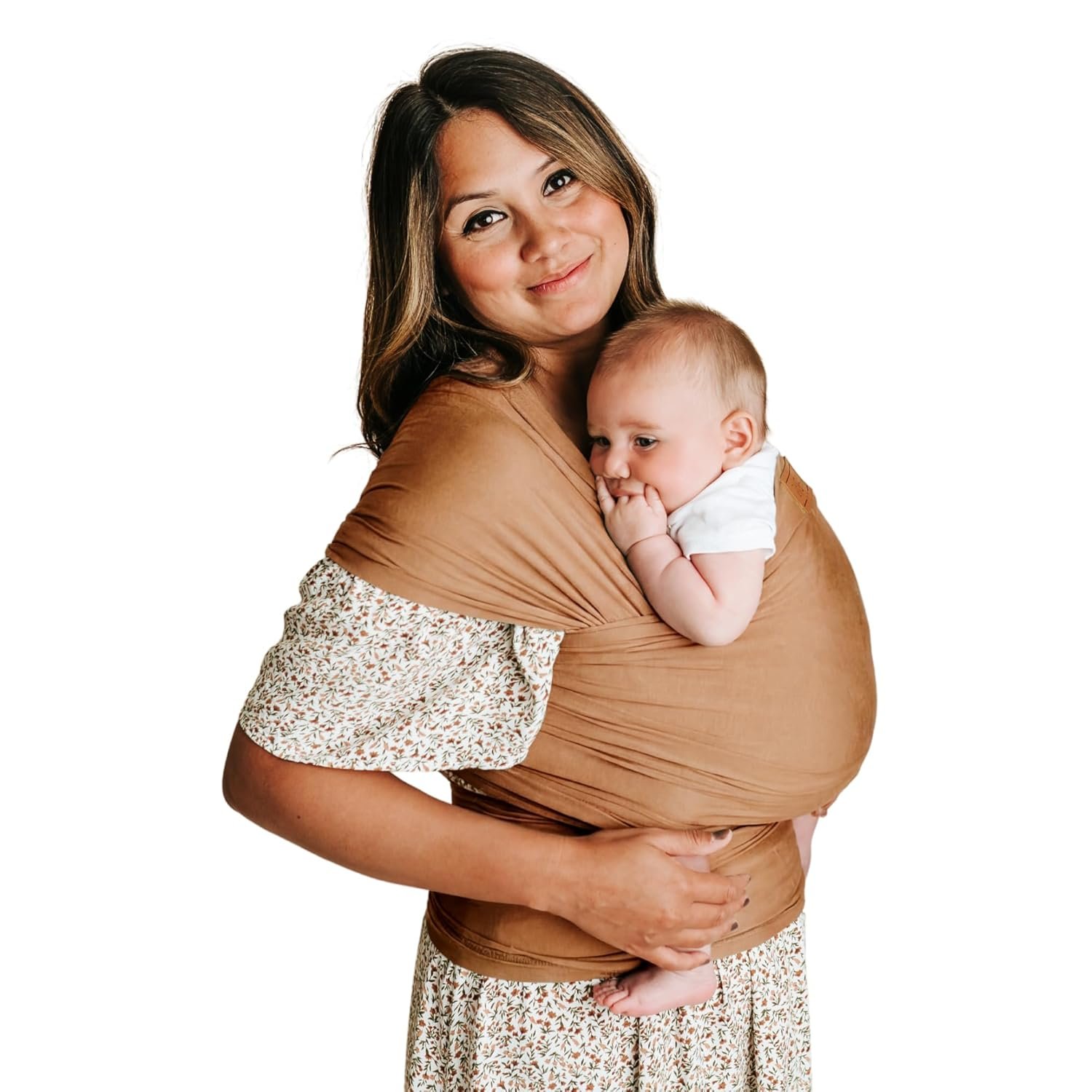 Tuck and Bundle Baby Wrap Carrier for Newborns, Infant Carrier for Babywearing, 8-35 lb Lightweight Soft Tencel Modal Baby Wraps, Baby Essentials, Best for Baby Shower, 0-18 Months Old - Sandstone