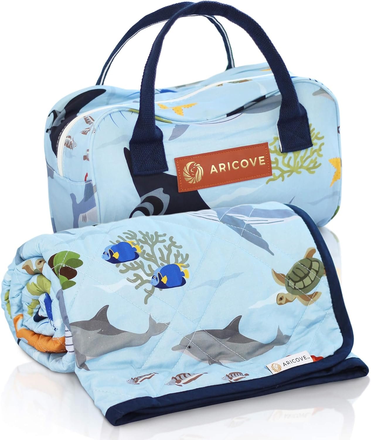 Aricove Kids Weighted Blanket, 5 lb, 36x48 inches, Small Size, Soft Cotton, Machine Washable, Blue/Ocean Animals
