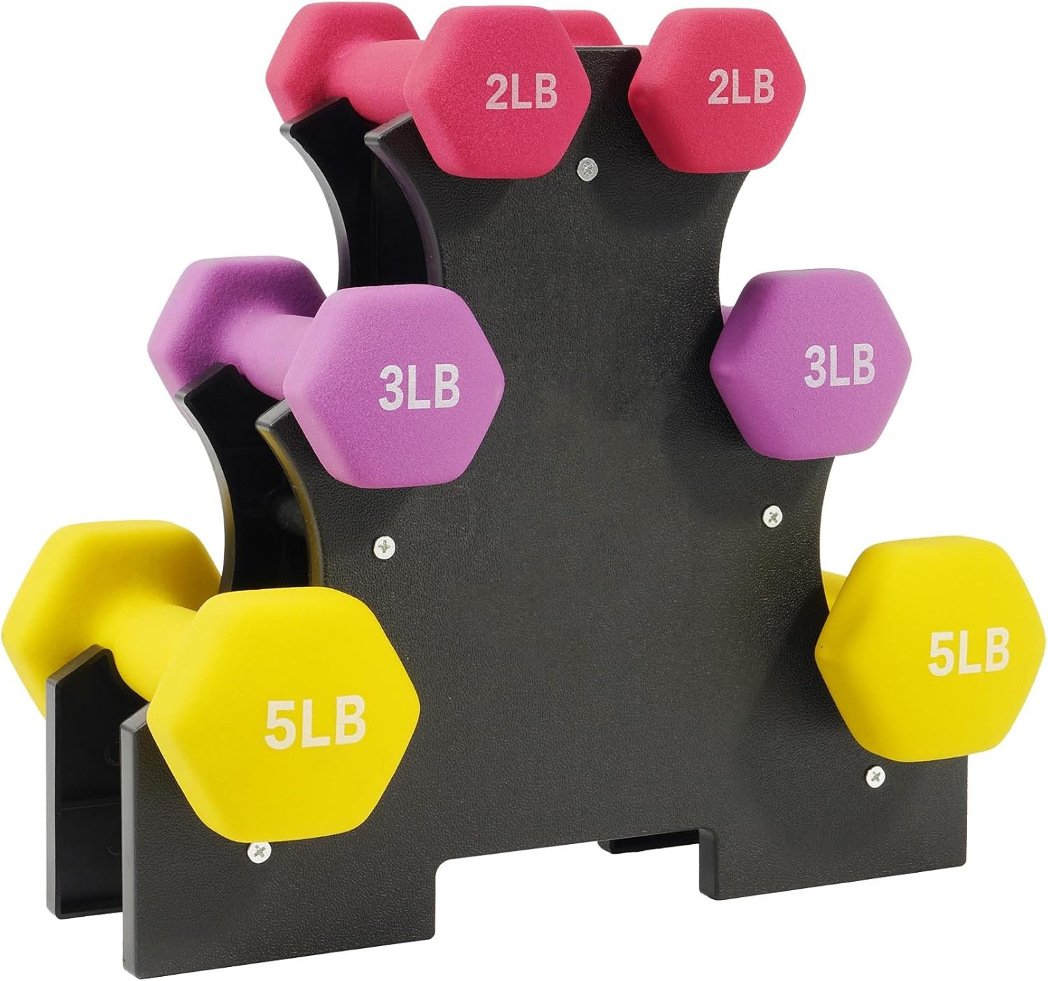 Fitvids Neoprene Coated Dumbbell Set with Rack, Free Hand Weight Set For Home Gym Workout, Anti-Slip, Anti-roll, 20LBS, 32LBS, 50LBS and 56LBS Sets, Multiple Weight Options