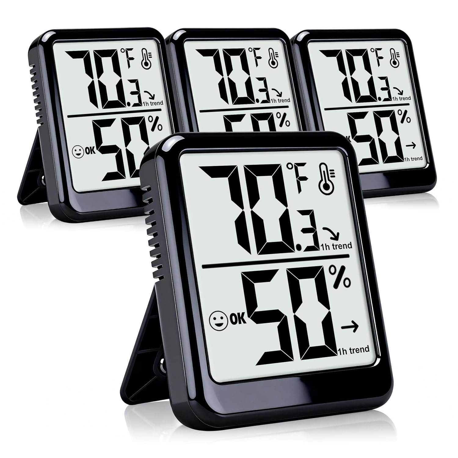 4-Pack Room Thermometer Indoor Hygrometer, Small Digital Temperature and Humidity Monitor Sensor, Temperature Humidity Gauge Meter for Home Baby Room, Plants, Pets - AAA Battery Included
