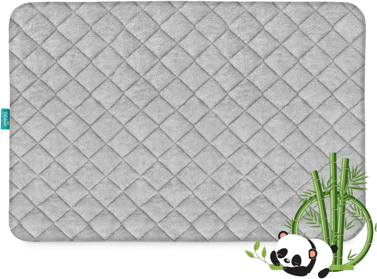 Waterproof Crib Mattress Protector Pad Cover, Crib Mattress Protector Sheets Fitted, Viscose Terry Surface, Ultra Soft and Skin-Friendly, Washer & Dryer Friendly, Grey
