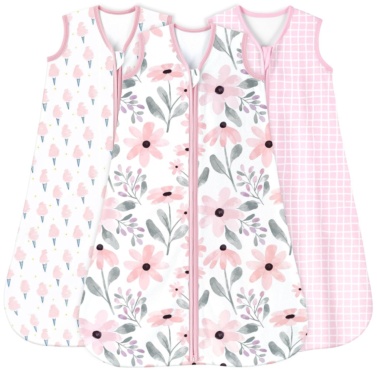 Yoofoss Baby Sleep Sack 6-12 Months 0.5 Tog Wearable Blanket for Baby, 3 Pack 100% Organic Cotton Infant Toddler Sleeping Sack 2-Way Zipper Lightweight Sleep Sack
