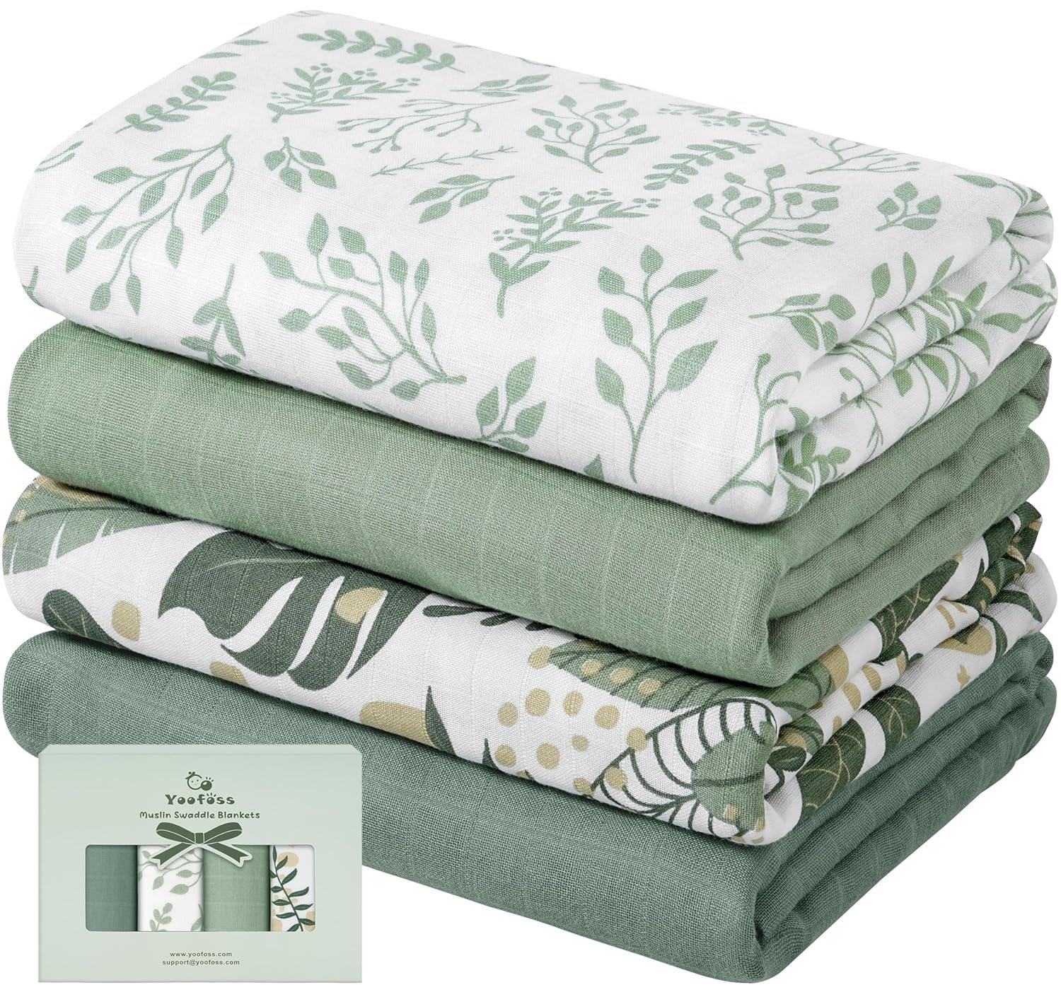 Yoofoss Muslin Swaddle Blankets, Organic Baby Blankets, 47 x 47 Inches Receiving Blanket for Baby Boys and Girls, Baby Essentials for Newborns Soft Breathable