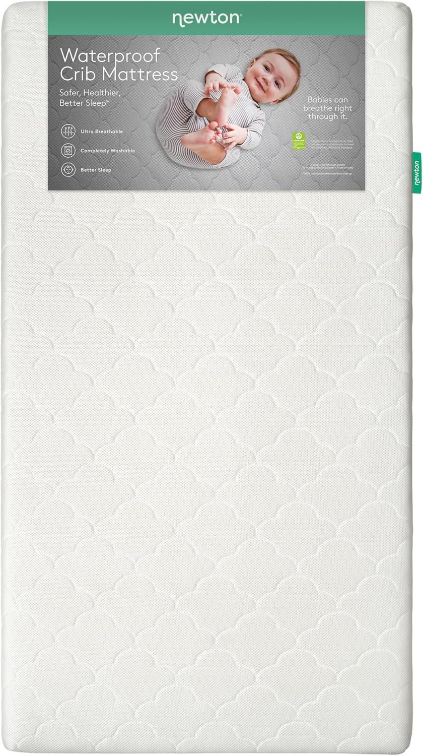 Newton Baby Waterproof Crib Mattress and Toddler Bed - Ultra-Breathable Proven to Reduce Suffocation Risk, Washable Core & Cover, All-Stages, Infant to Toddler, Deluxe 5.5" Thick - White