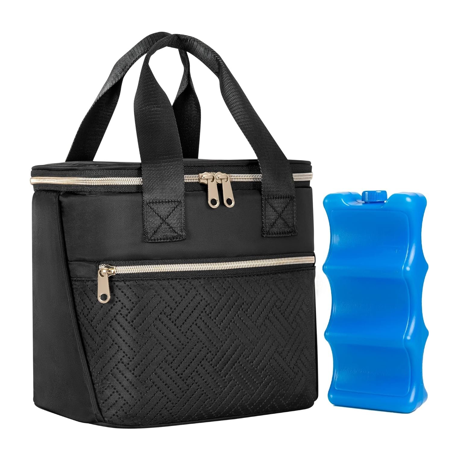 Fasrom Breastmilk Cooler Bag with Ice Pack Fits 6 Tall Baby Bottle Up to 9 Ounce for Milk Storage, Large Insulated Bottle Bag with Pockets for Nursing Moms Daycare or Travel, Black (Patent Design)