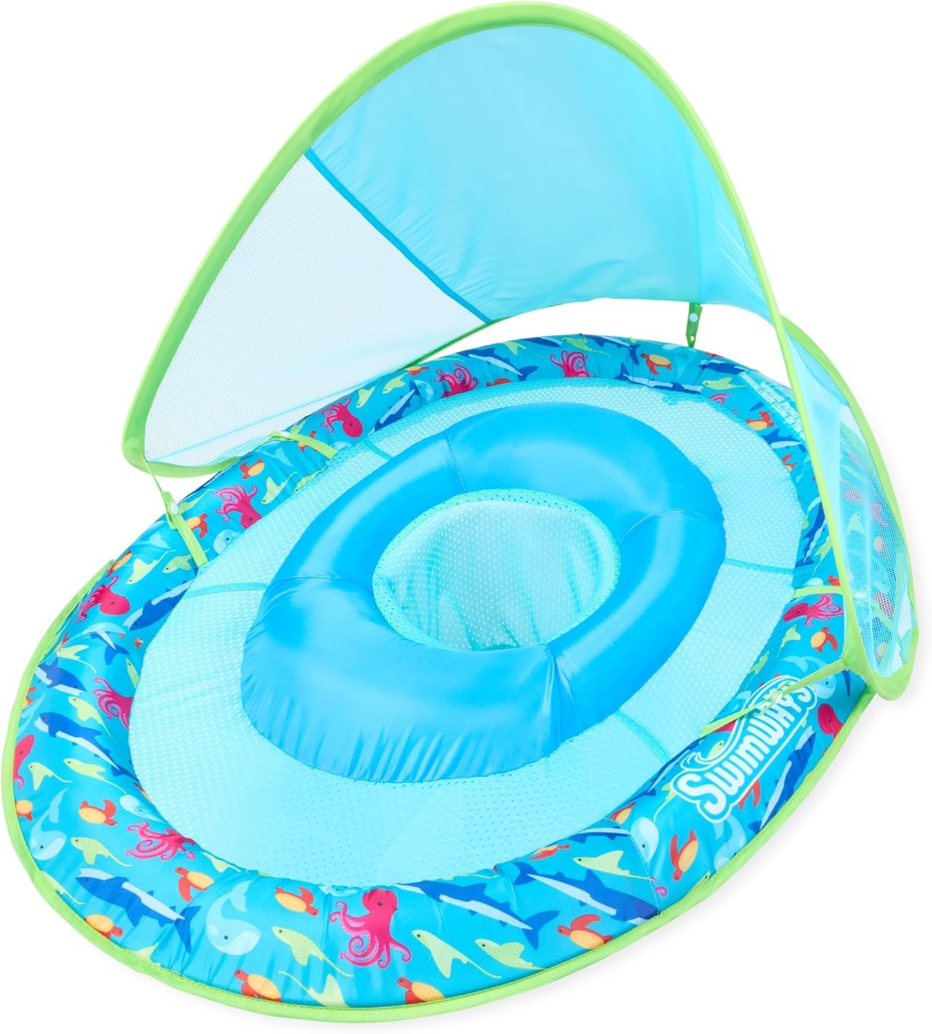 SwimWays Baby Spring Float, Baby Pool Float with Canopy, Swim Training PFD, Swimming Pool Accessories for Babies and Toddlers 9-24 Months