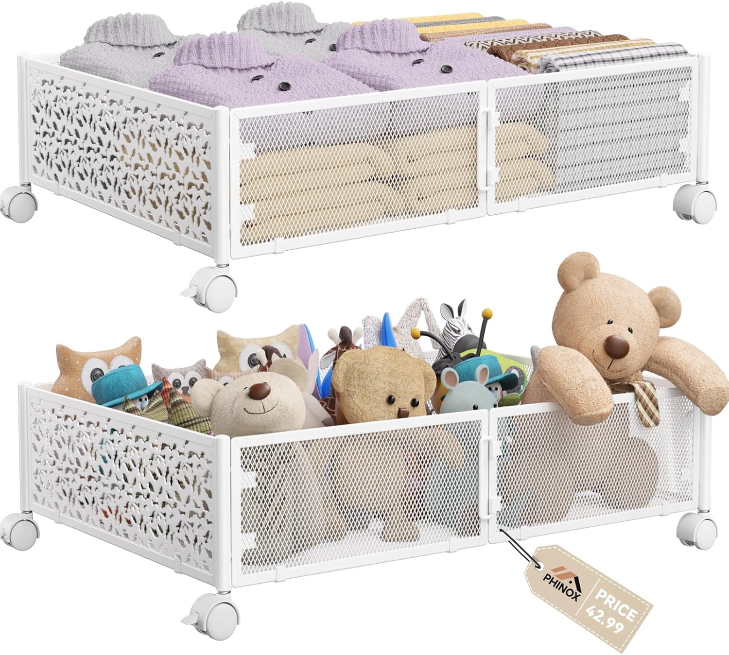 Under Bed Storage, Under the Bed Storage Containers with Wheels, Under Bed Shoe Storage Organizer Drawer for Bedroom Clothes Shoes Blankets -2Pack