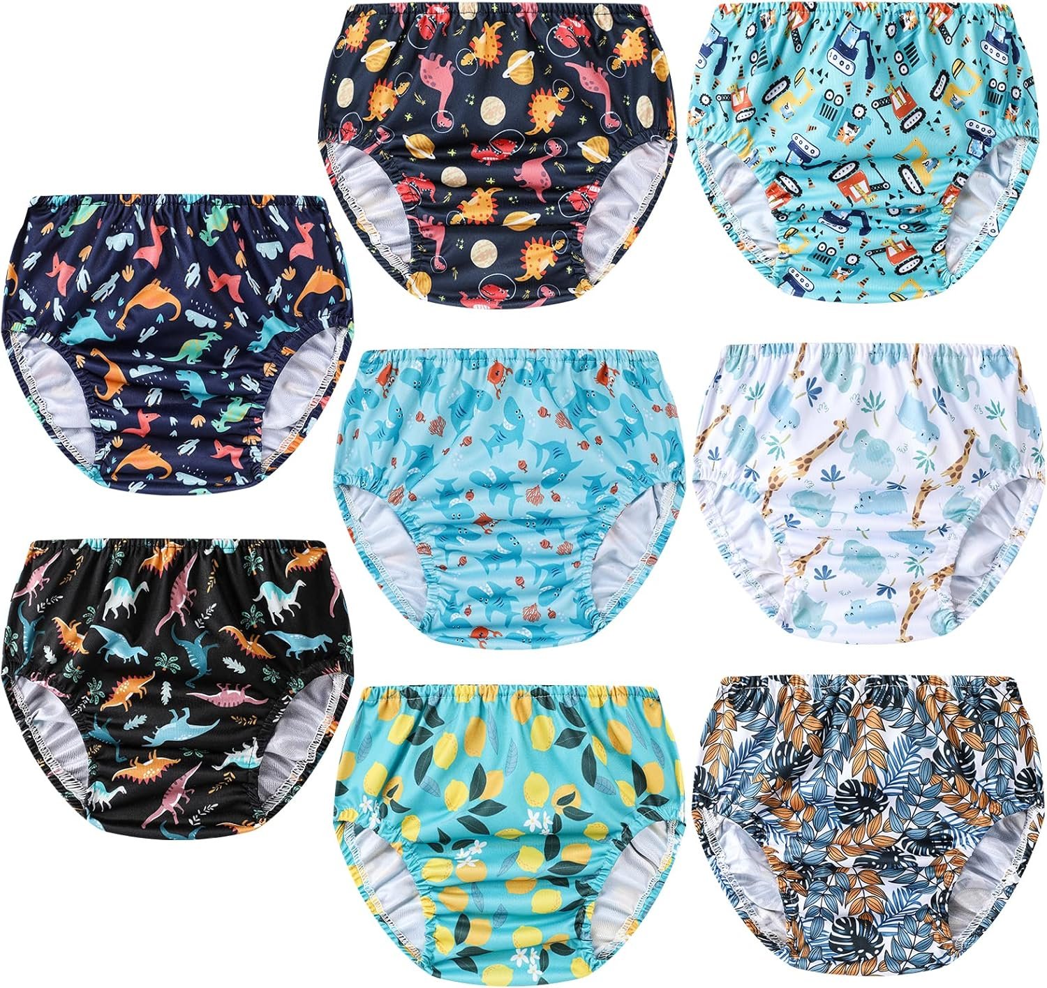 8 Packs Reusable Rubber Pants for Potty Training and Waterproof Rubber Pants for Plastic Underwear for Toddlers Boys 5t