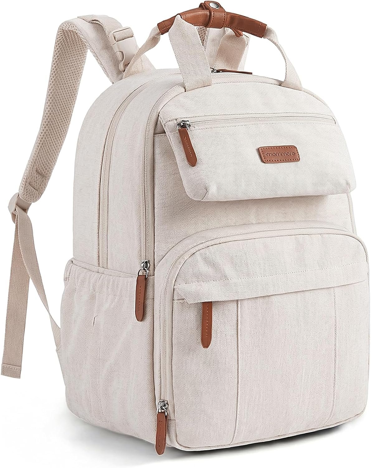 mommore Diaper Bag Backpack, Multi-function Travel Baby Diaper Bag for Mom, Large Capacity Baby Essentials with Insulated Pockets, Changing Pad, Stroller Straps