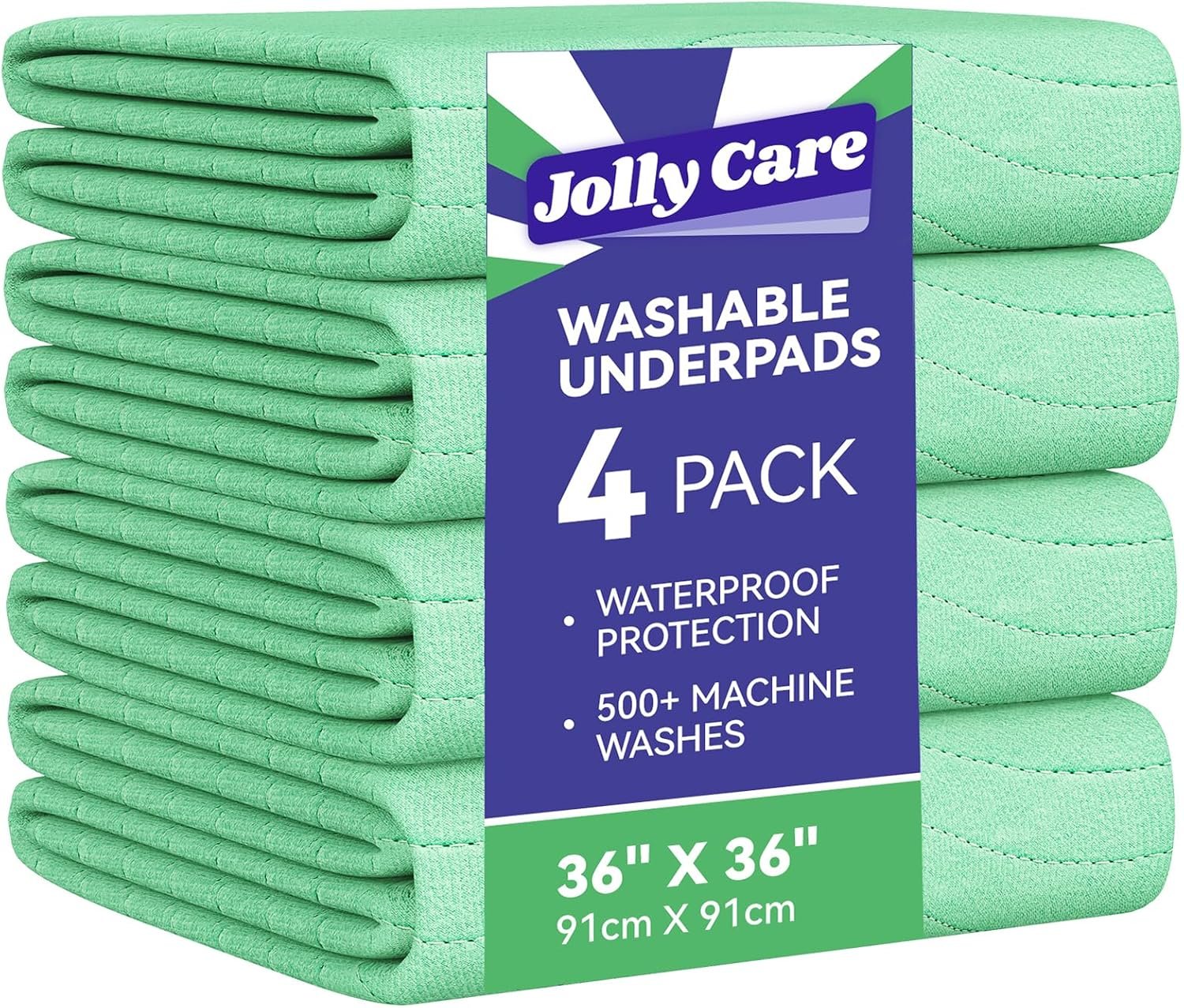 Washable Underpads Waterproof, 4 Pack 36" x36'' Heavy Absorbency Incontinence Bed Pads, Bed Wetting Pads for Adults, Elderly, Kids and Pets, Soft Reusable Changing Pads for Bed