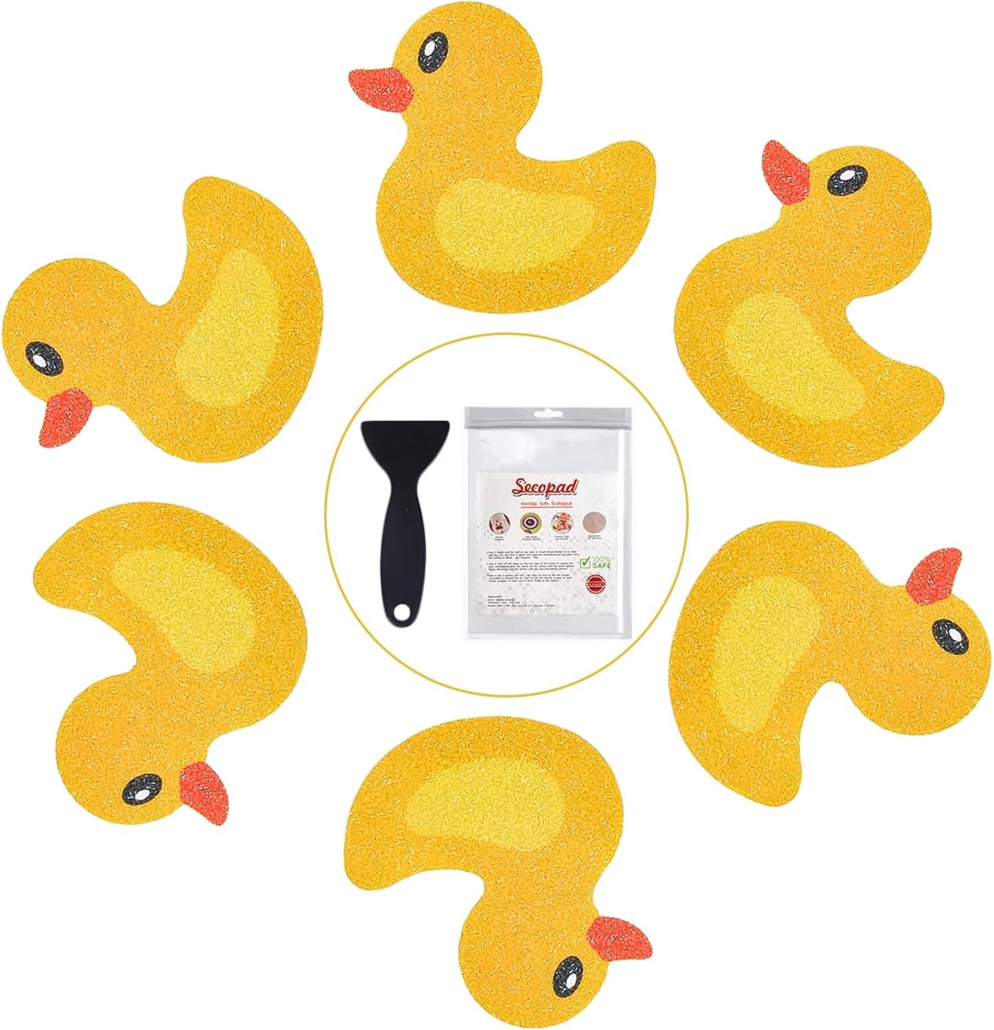 Secopad Original 20 PCS Non Slip Bathtub Stickers, Adhesive Kids Anti Slip Decal Treads for Shower and Bath Tub with Premium Scraper, Each About 4.5" x 3.5"