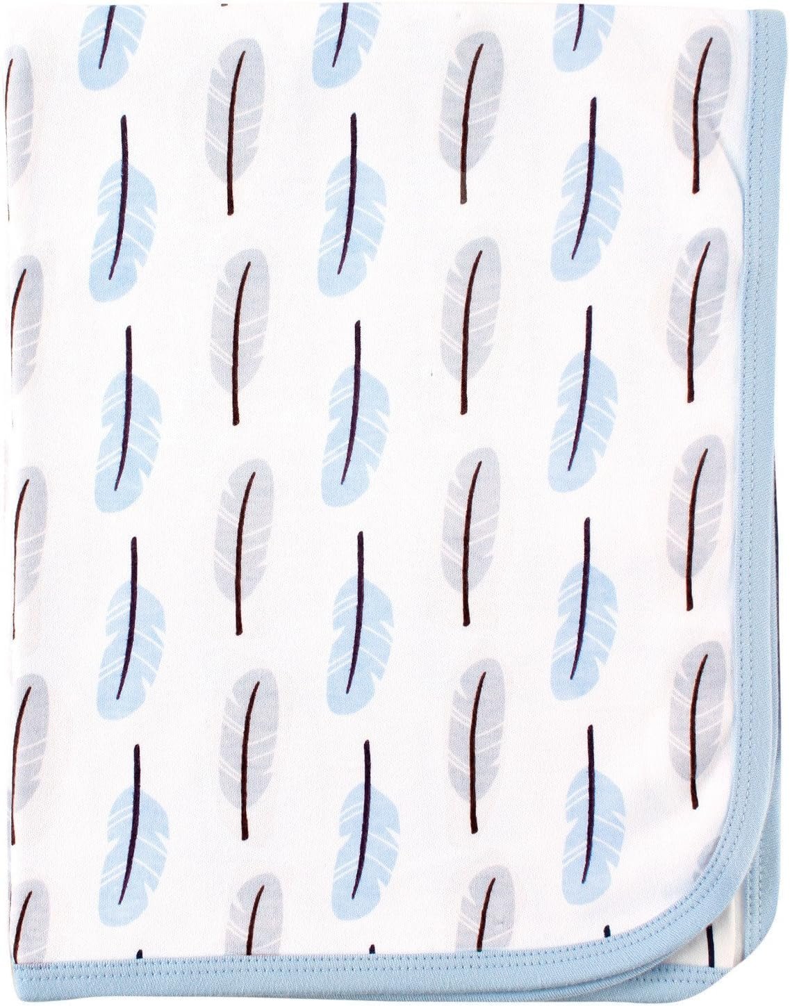Touched by Nature Unisex Baby Organic Cotton Swaddle, Receiving and Multi-purpose Blanket, Feather, One Size