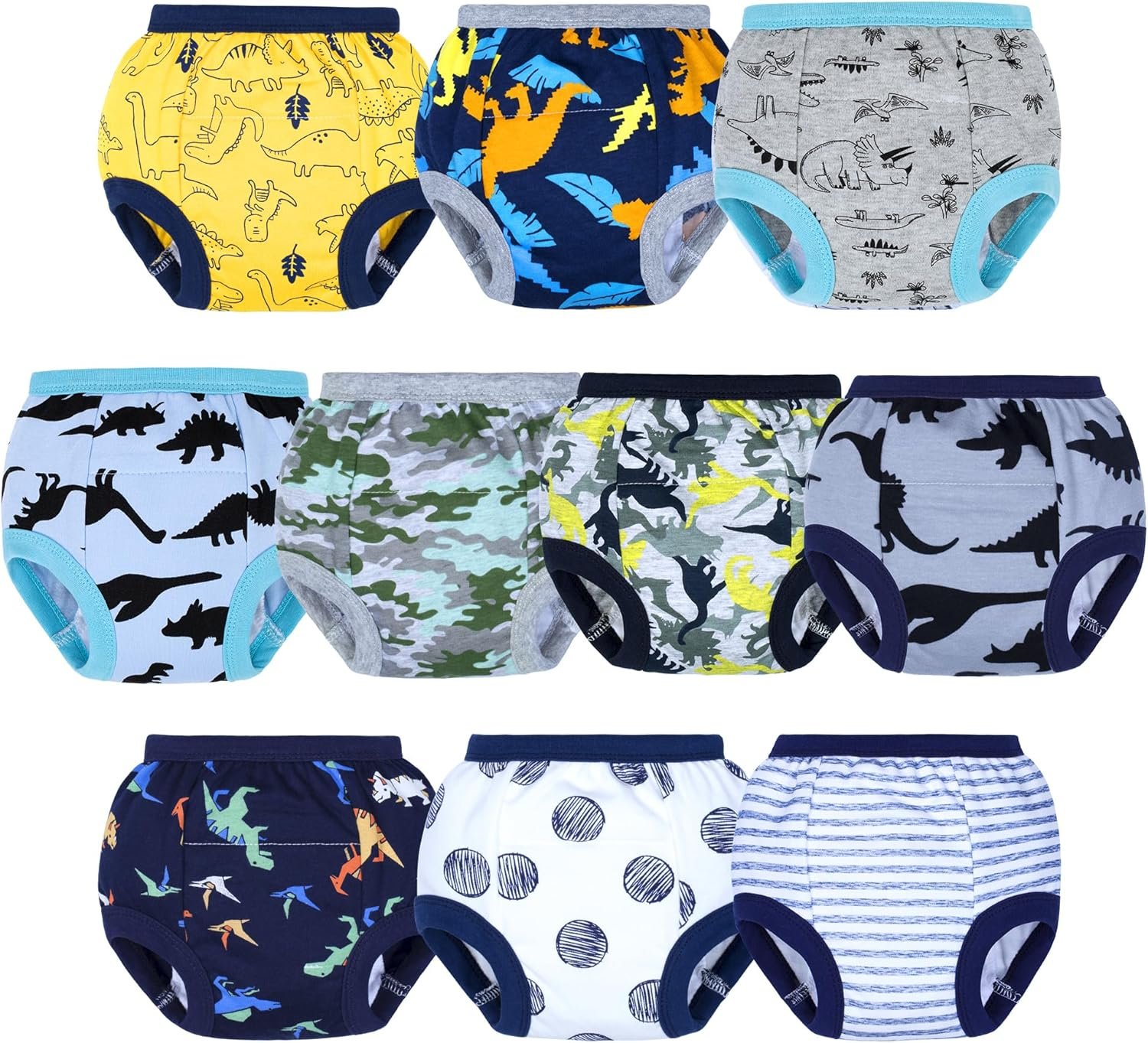 BIG ELEPHANT Potty Training Underwear, 100% Cotton Absorbent Unisex Toddler Pee Pants for Boys Girls