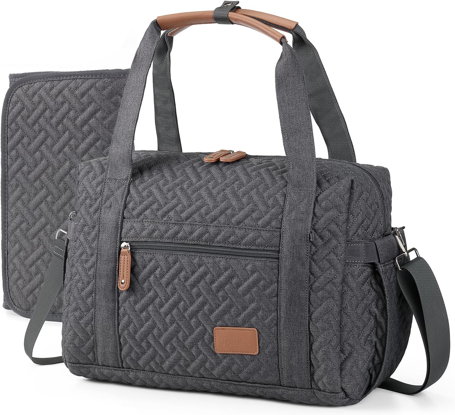 JOLLITO Diaper Bag Tote, Large Capacity Travel Diaper Bags With Changing Pad, Hospital Bag For Labor Delivery, Baby Bag