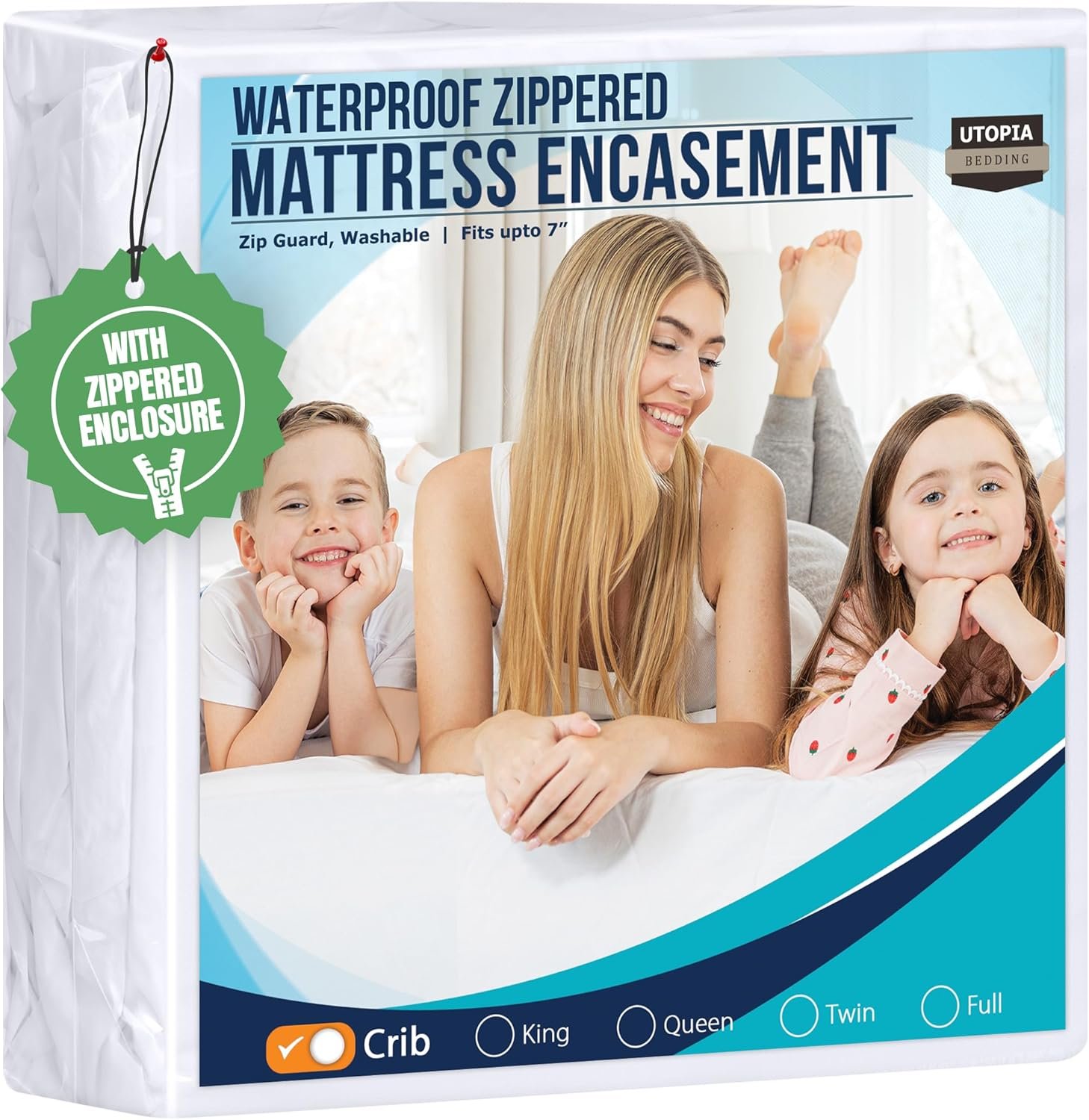 Utopia Bedding Mattress Protector Zippered Crib Size, 100% Waterproof Bed Bug and Dust Mite Proof Mattress Encasement, Absorbent 6 Sided Mattress Cover