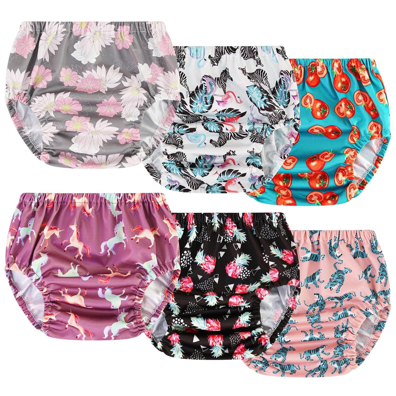 Joyo roy 6Pcs Waterproof Cloth Diaper Cover Reusable Plastic Training Pants for Toddlers Plastic Diaper Covers for Baby Girls Leak Proof Rubber Pants for Potty Training Covers for Cloth Diapers 3T