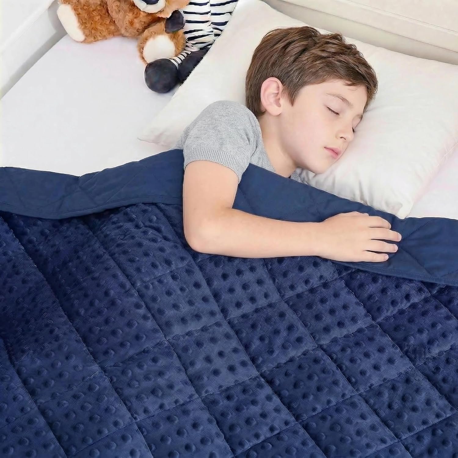 yescool Small Weighted Blanket 3 lb Blue Weighted Lap Blanket, Minky Weighted Throw Blankets Cooling Heavy Blankets, Birthday Gifts for 20-45lbs, 36 * 48in