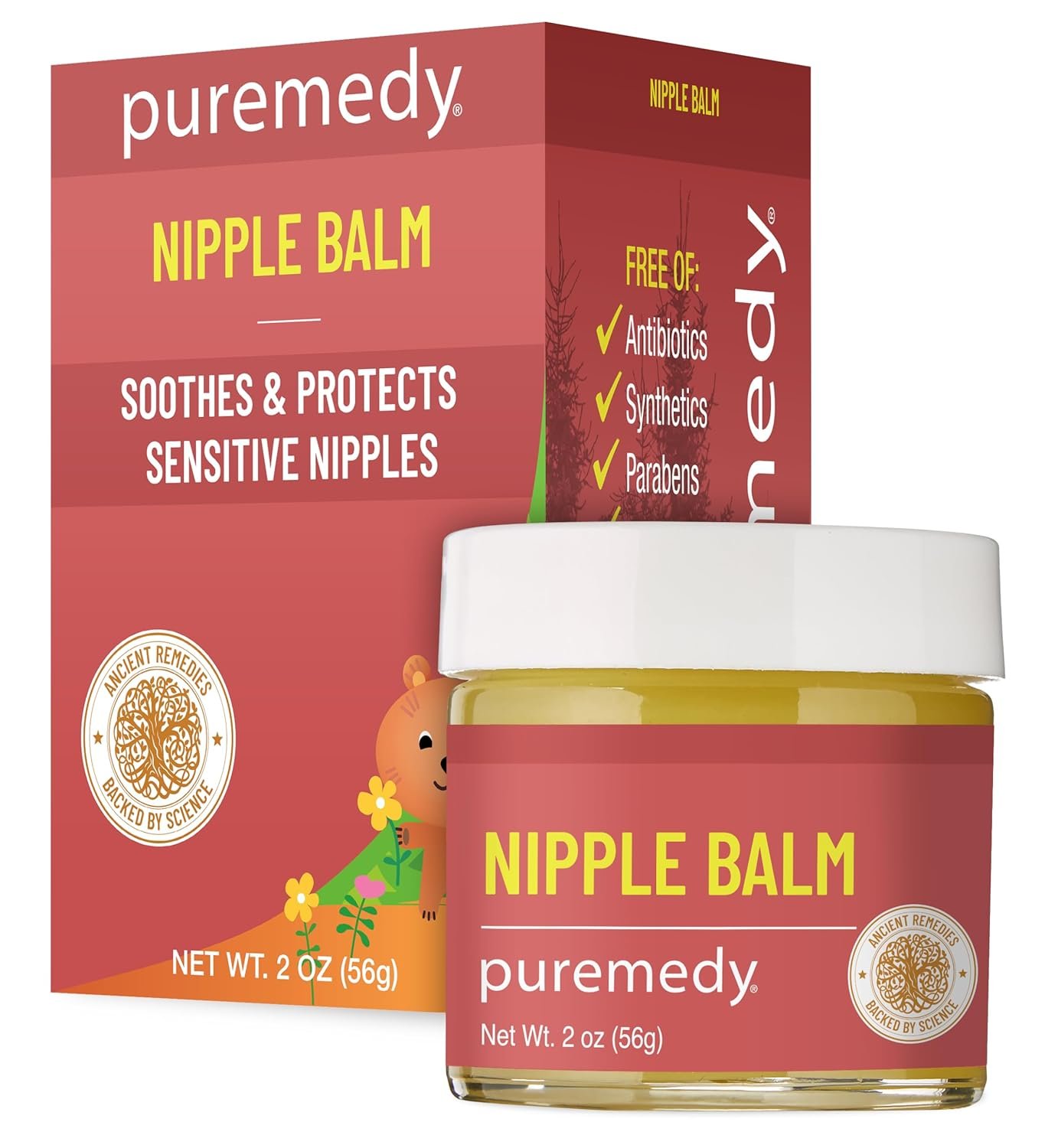 Puremedy - Nipple Balm - 100% Organic & Wild-Harvested Soothing Ointment for Tender, Chapped Nipples, Immediate Relief with Healing Ingredients, Food-Grade Certified, Gentle & Powerful, 2 oz