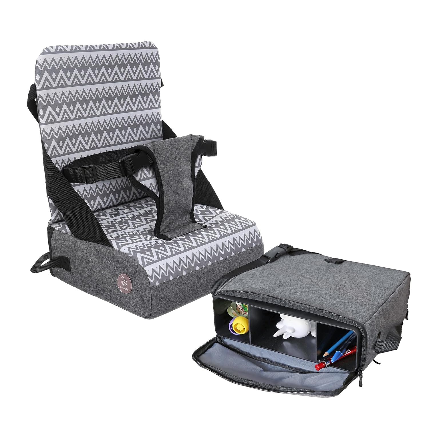 Dreambaby Grab ‘N Go Travel Booster Seat – Portable Toddler High Chair for Dining (6M-3Y) with Storage & Shoulder Strap