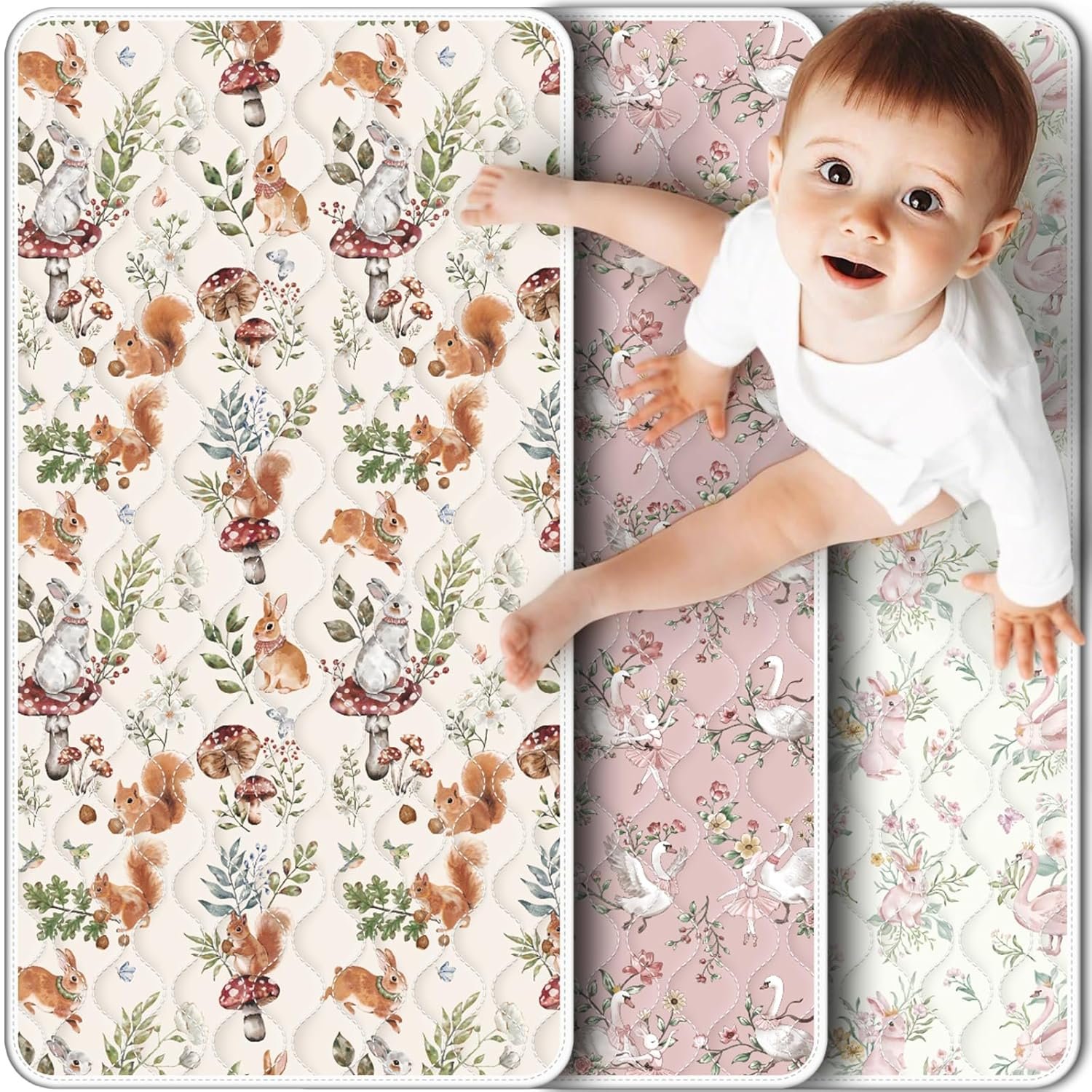 Portable Diaper Changing Pad Viscose from Bamboo 3 Pack, Foldable Waterproof Baby Changing Mat, Absorbent Machine Washable Diaper Bag Travel Essential, Newborn Baby Changer, 27.5x14