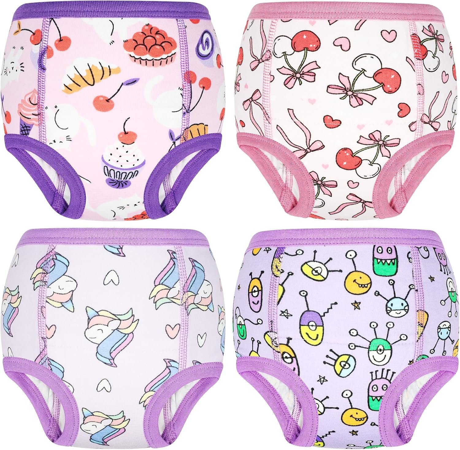 MooMoo Baby Cotton Potty Training Underwear 4 Packs Absorbent Reusable Training Pants for Girls 5T
