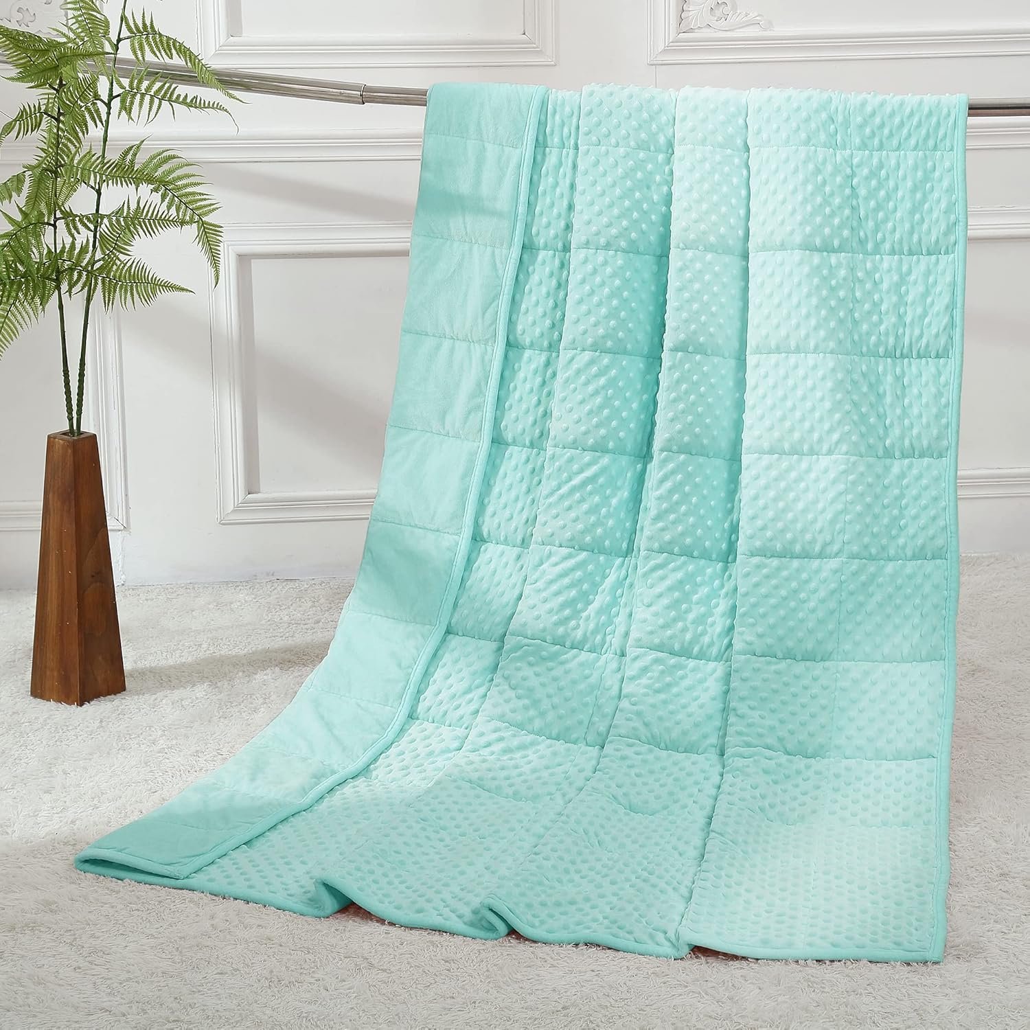 Alomidds Weighted Blanket (48"x72",15lbs Twin Size - Teal), Weighted Blankets for Adults, Cooling Breathable Soft and Comfort Minky, Heavy Blanket Microfiber Material with Glass Beads