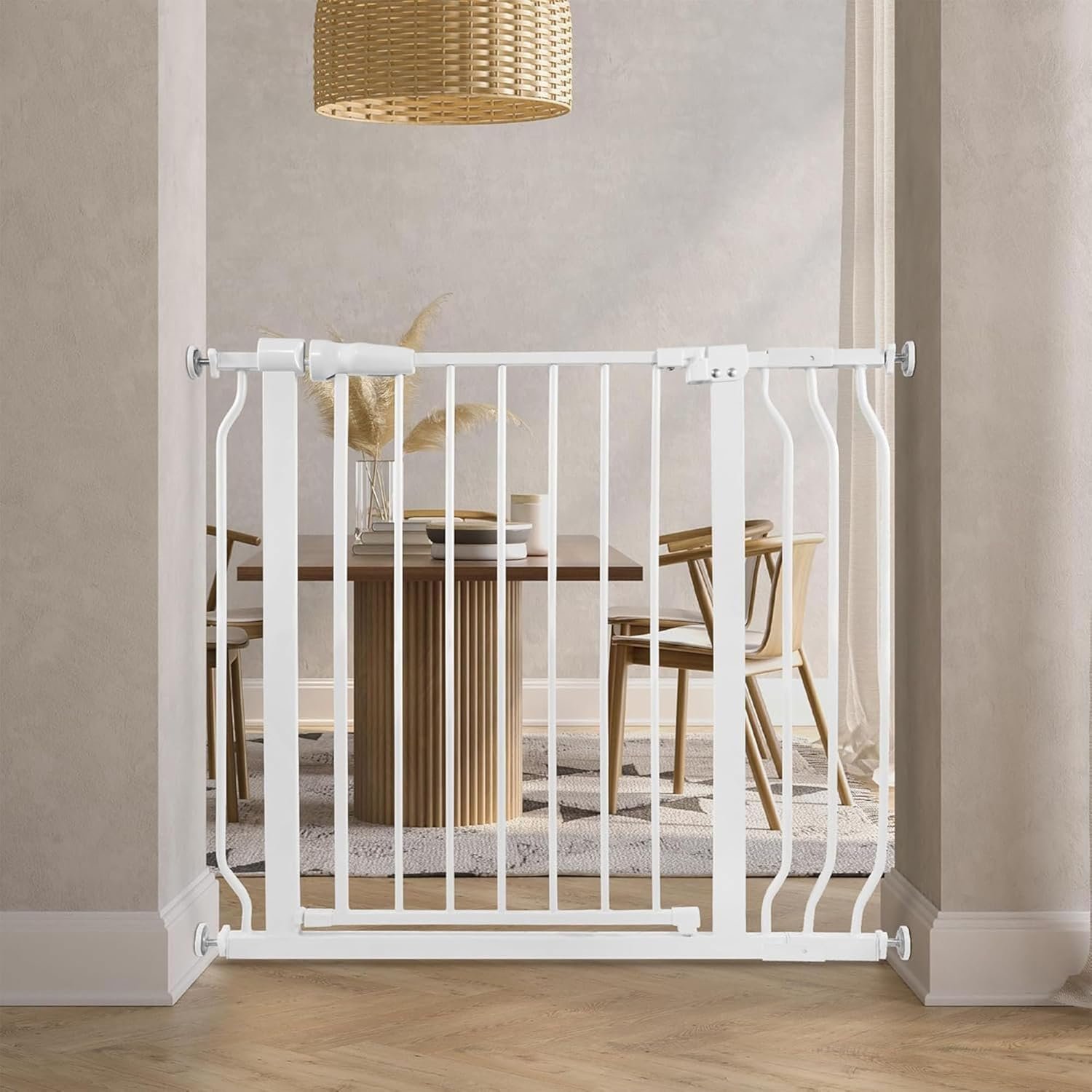 BalanceFrom 29.1-​38.​5" Easy Walk-Thru Baby and Pet Safety Gate with Hold-Open and Auto-Close – Adjustable Steel Barrier for Stairs, Doorways, and Hallways, No Drilling Installation