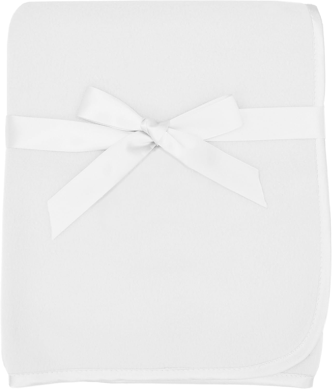 American Baby Company Fleece Blanket (30" x 30") with Silk-Like Satin Trim, Soft, Warm & Cozy, White, for Boys and Girls, Perfect for Baby Carrier, Stroller, Travel and Gifting