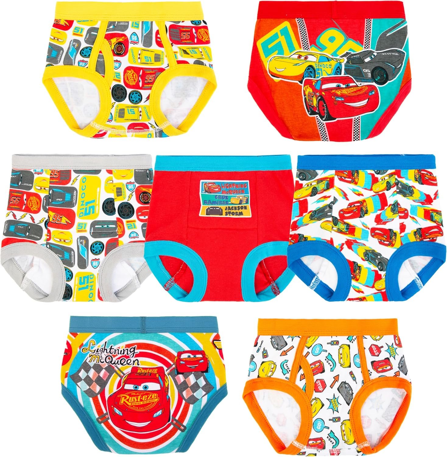 Disney Boys' Pixar Cars Toddler Potty Training Pant & Brief Combo Option, Stickers & Tracking Chart in Sizes 18m, 2t, 3t, 4t