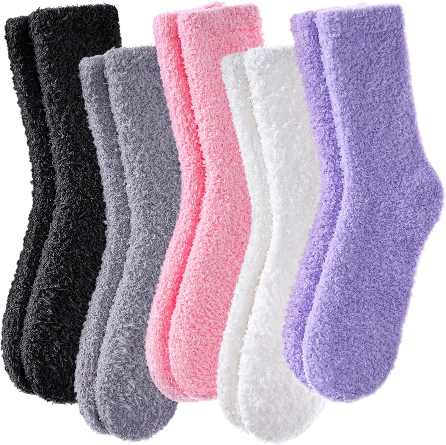 POEATEZO Womens Fuzzy Socks Cozy Fluffy Winter Cabin Slipper Warm Soft Microfiber Plush Home Sleeping Socks