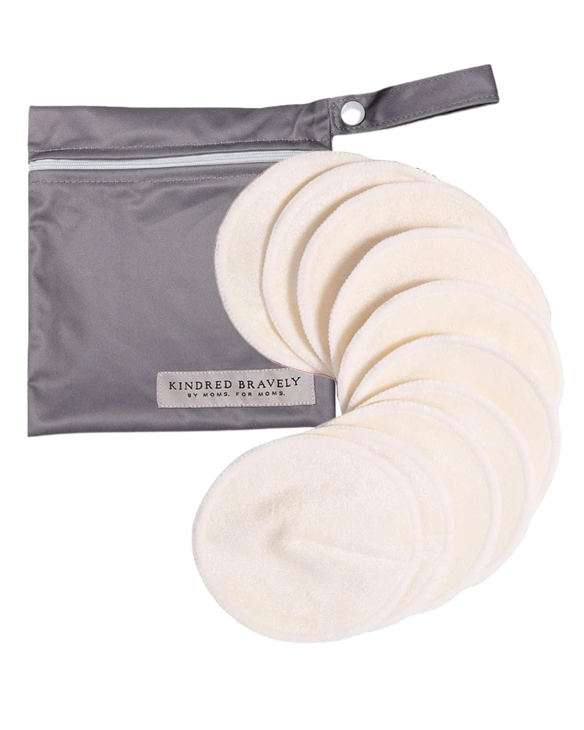 Kindred Bravely Organic Reusable Nursing Pads, Washable, for Breastfeeding & Leaking with Carry Bag, 10 Pack 5.5" D (Twilight Busty)