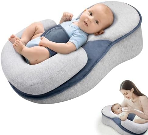 Baby Lounger Pillow for Infant Support Cushion Reflux Breastfeeding Pillow, Bottle Feeding, Tummy Time, Adjustable Baby Wedge Lounger Pillow for Reducing Spit-Up
