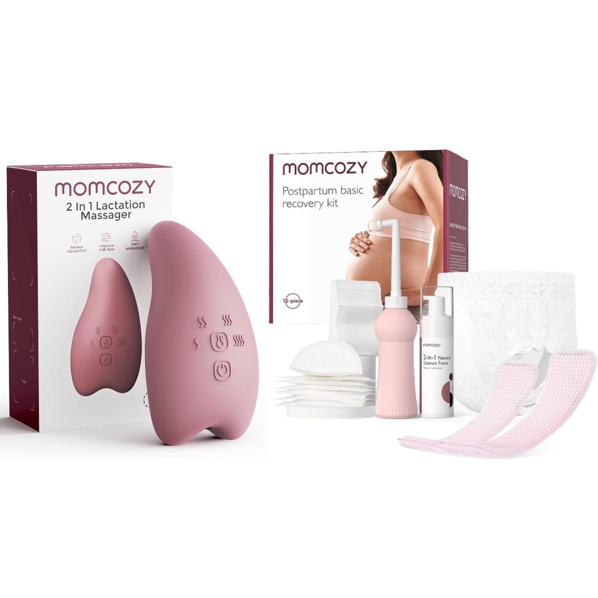 Momcozy Warming Lactation Massager Pro & Postpartum Recovery Essentials Kit