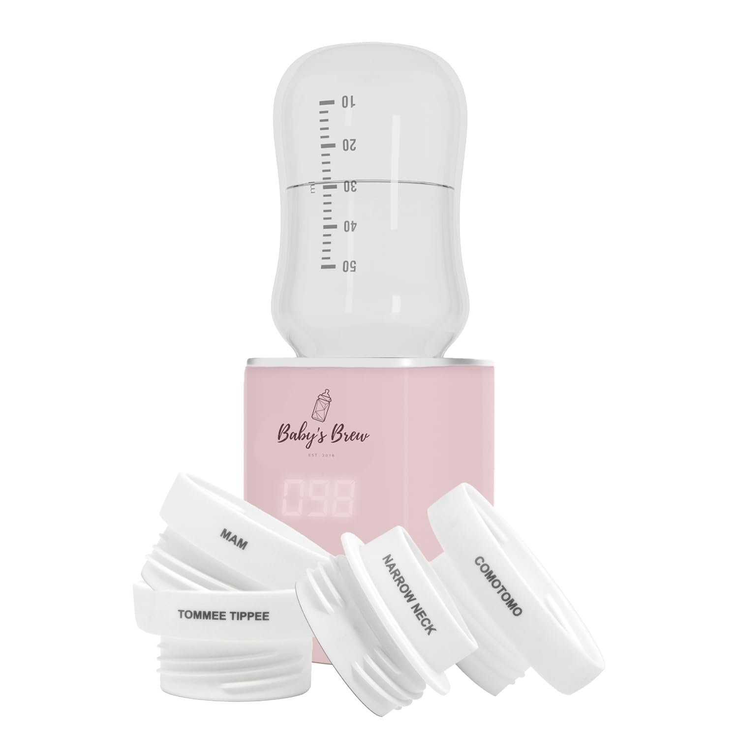 Baby's Brew Portable Bottle Warmer with Adapter Set – Cordless Baby Bottle Warmer for Breastmilk & Formula, Rechargeable, Leak-Proof, Travel-Friendly Milk Warmer, Pink