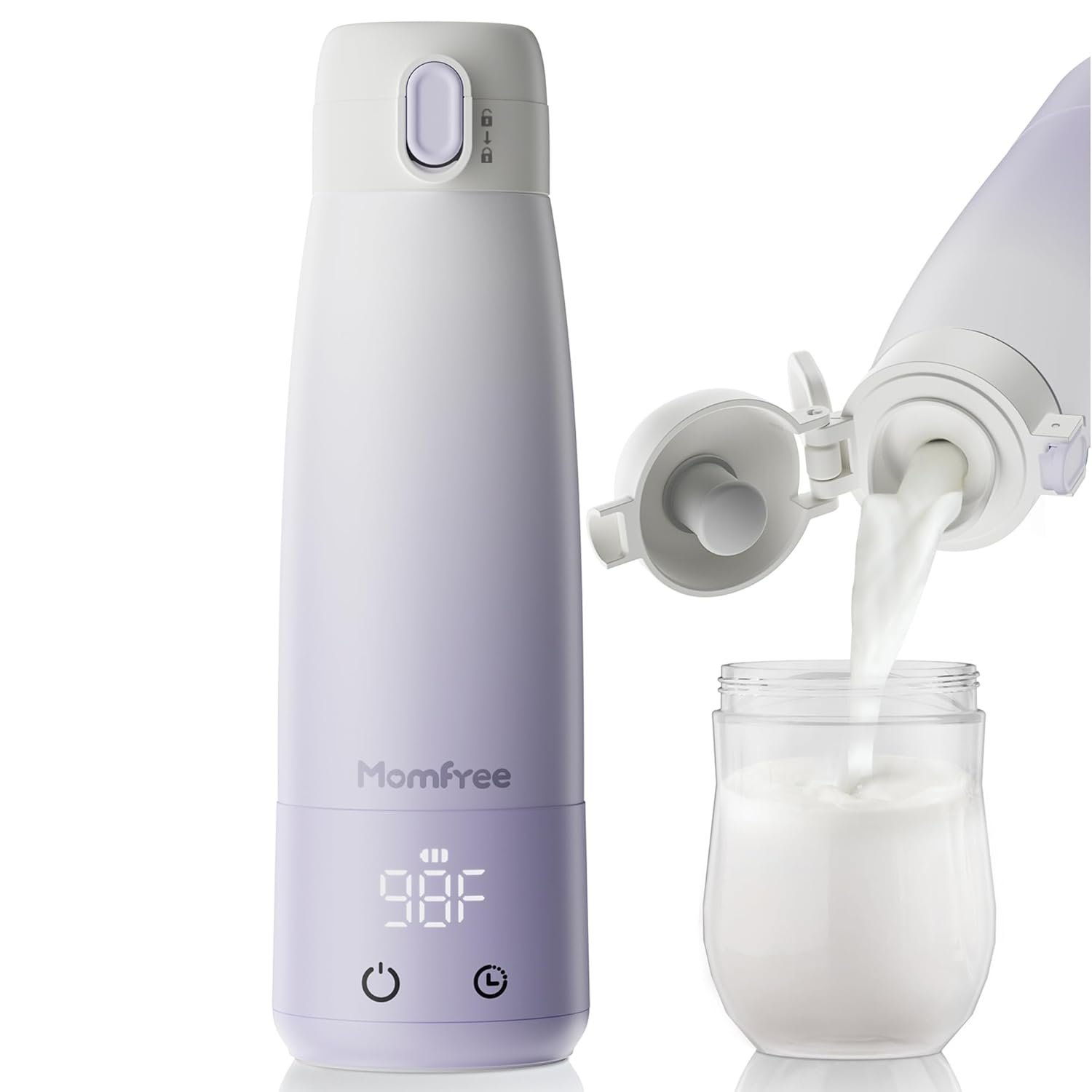 Portable Bottle Warmer for Breastmilk: Baby Milk Warmer with Smart Touch LED Temperature Control | Food-Grade Cordless On the Go Heating Bottle - 5 Mins Quick Milk Heating & Water 12 Ounces