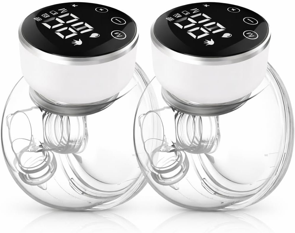 NaNaLazy Wearable Breast Pump Hands Free of Longer Battery Life & LED Display, Portable Electric Breast Pump with 3 Modes & 9 Levels & Low Noise, 24 mm Flange, 2 Pcs White