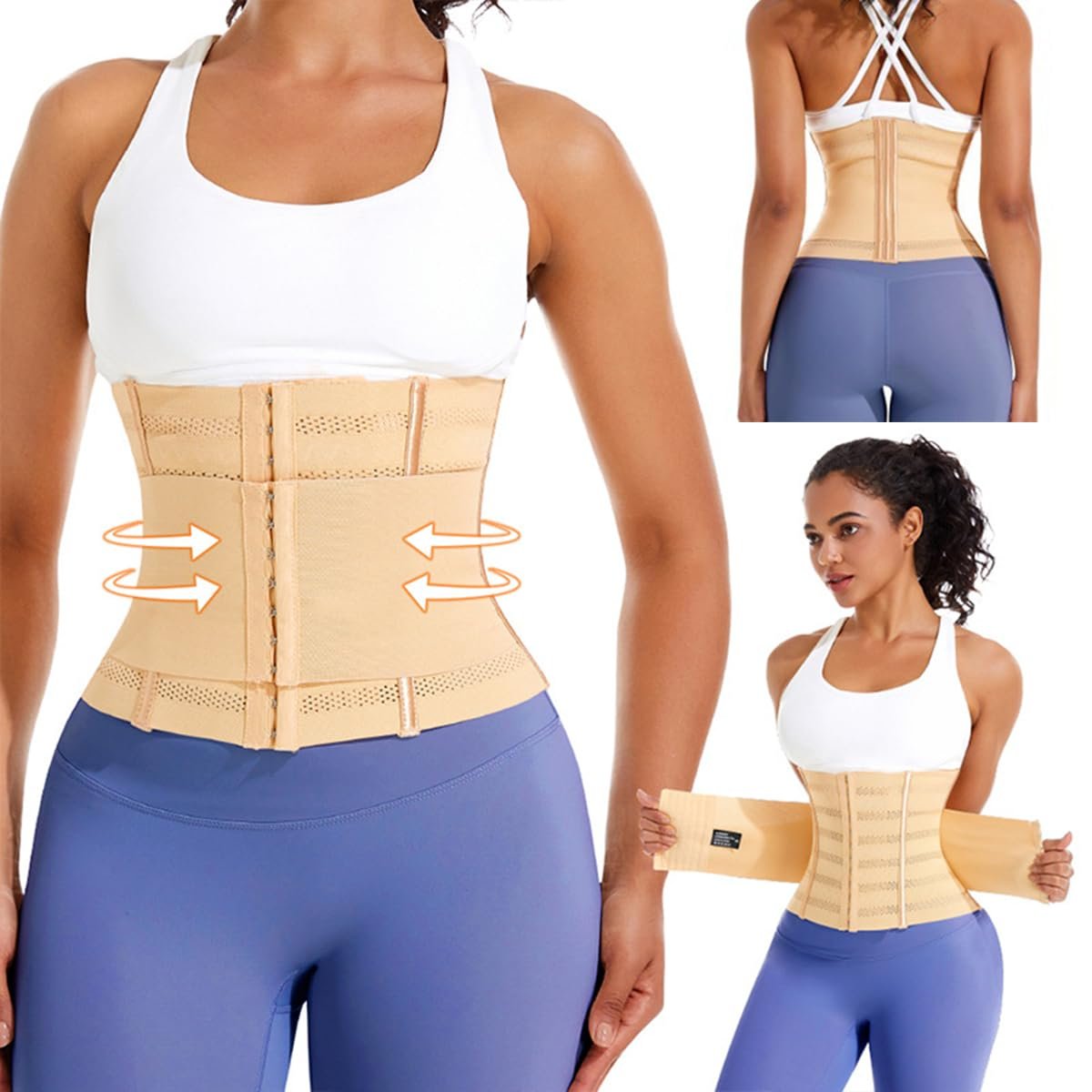 Postpartum Belly Band Postpartum Belly Wrap, Adjustable Belly Binder Post Partum Abdominal Binder Post Surgery, Breathable Waist Trainer for Women Lower Belly Fat, Faja Postparto Para Mujer (Beige, Small)