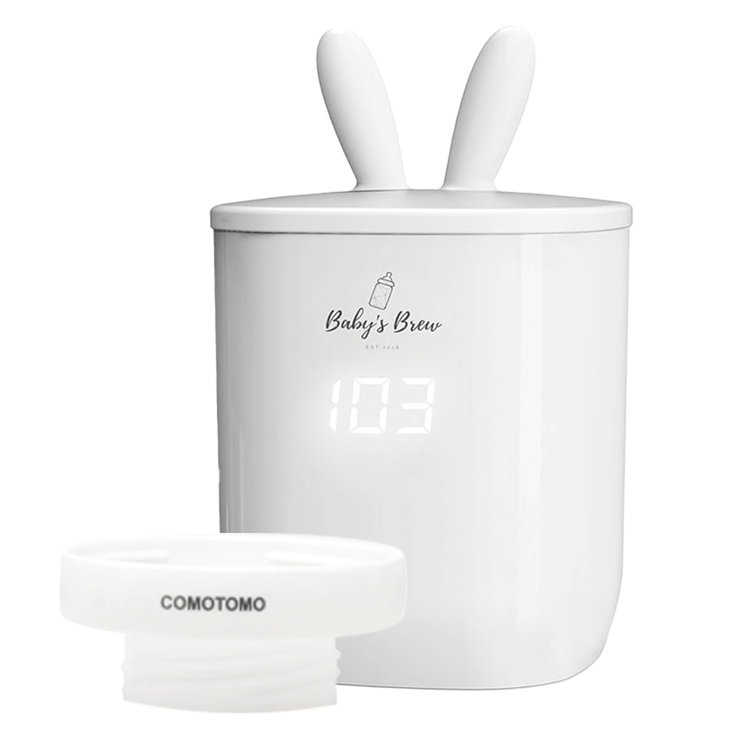 Baby’S Brew Portable Bottle Warmer with XL Adapter – Cordless Baby Bottle Warmer for Breastmilk & Formula, Rechargeable, Leak-Proof, Travel-Friendly Milk Warmer, White