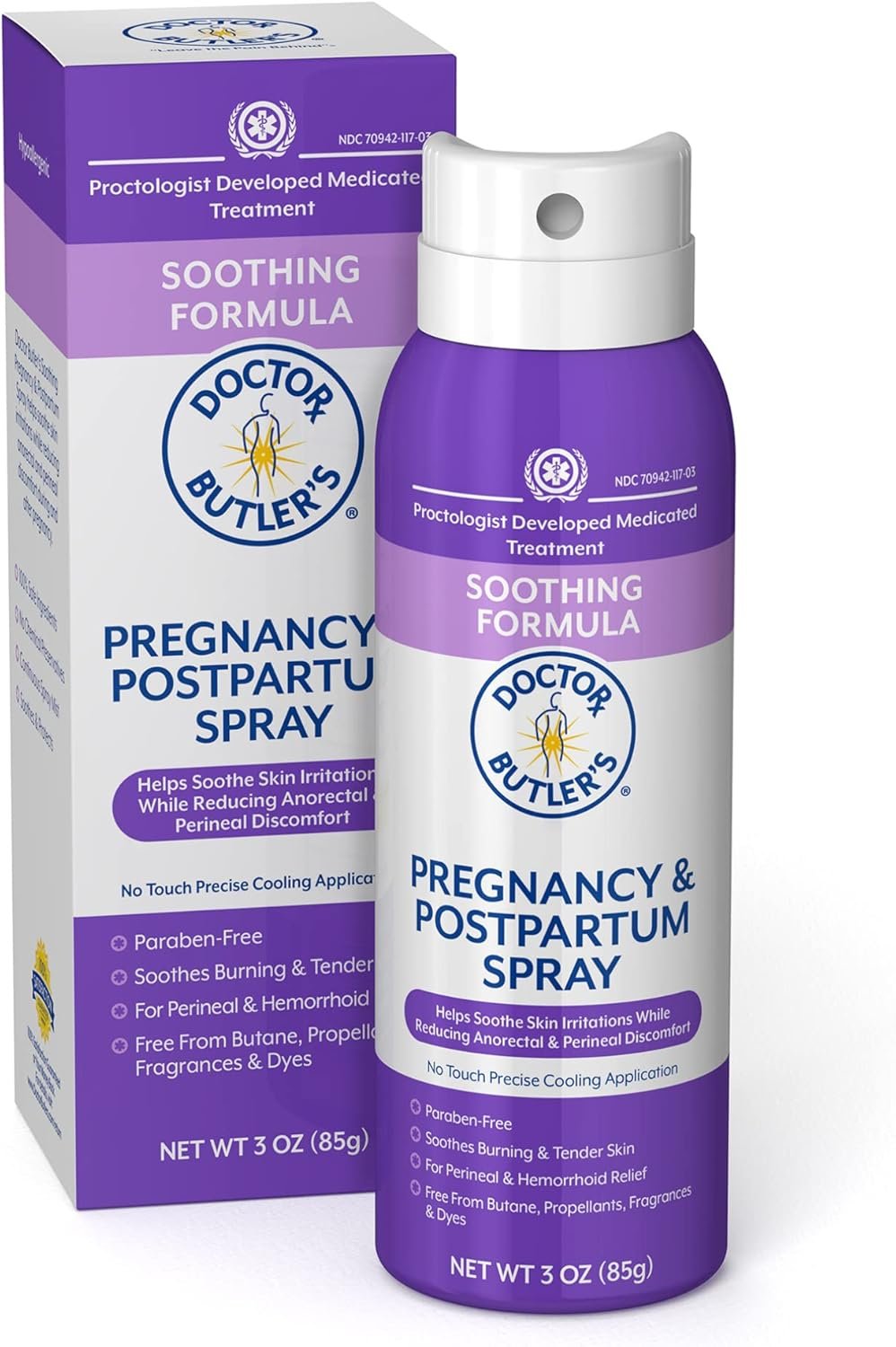 Doctor Butler's Pregnancy & Postpartum Spray - Perineal Spray and Hemorrhoid Treatment with Aloe and Chamomile, Pregnancy Support and Postpartum Essentials, Paraben Free (3oz)