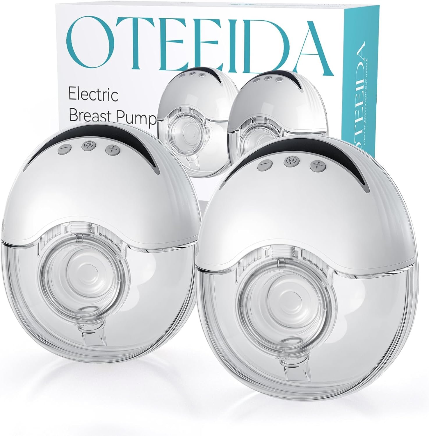 Hands Free Breast Pump Wearable MY-375 - Strong Suction, Low Noise, Portable Electric Breast Pump with 4 Mode & 12 Levels - 19/21/24mm Insert/Flange, 2 Pack (White)