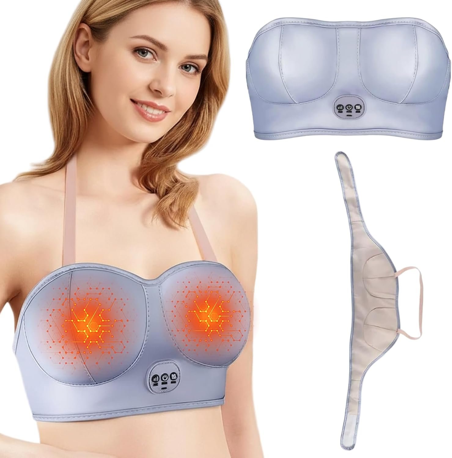 Lactation Massager with Heat Breast Massager with 40°C Constant Temperature Electric Heated Bra for Clogged Ducts Relief, Decoraciones interiores